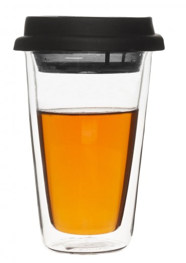 Dvojstenný termohrnček s čajovým sitkom Clear