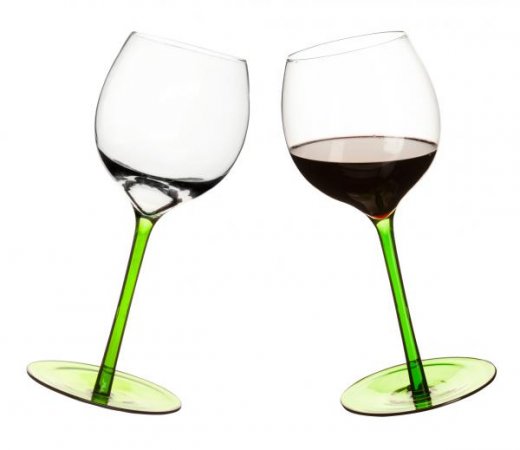 Hojdacie poháre SAGAFORM Rocking Wine Glass, 2 ks - zelené